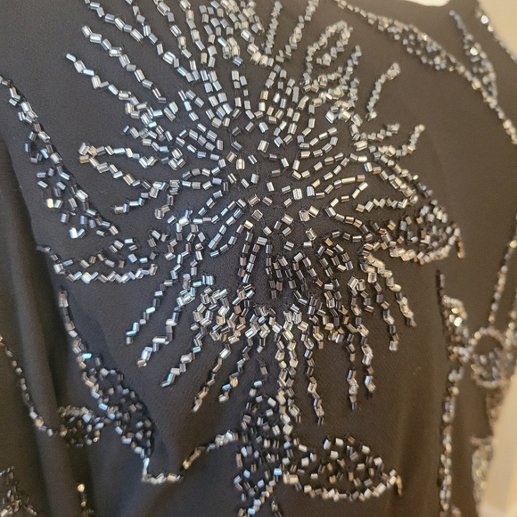 JKara Black Beaded Long Evening Gown Size 14 - Picture 7 of 8